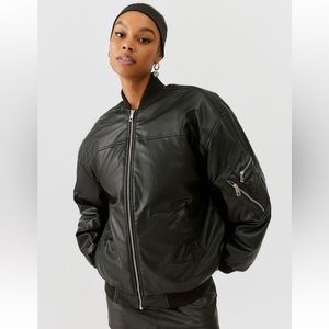 BDG Faux Leather Bomber Jacket